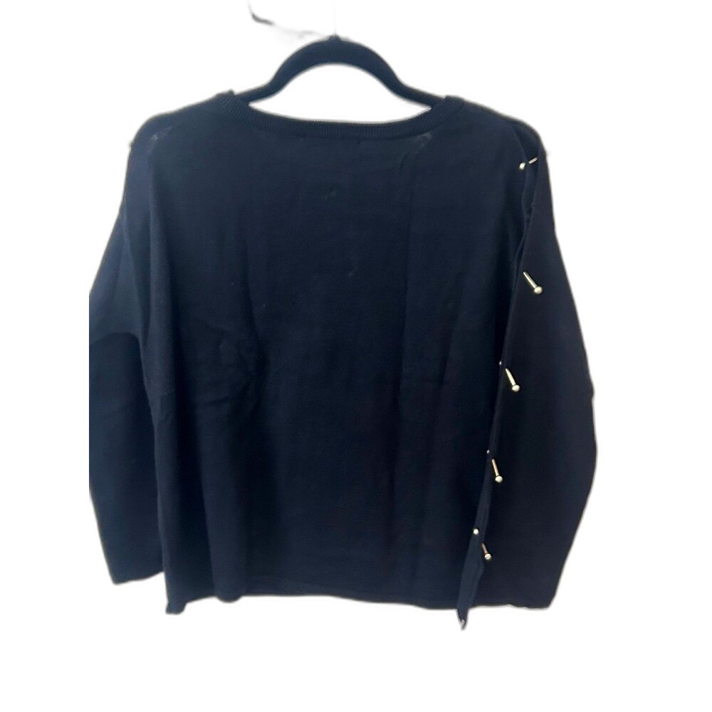 Black Tape Knit Top Women’s Size M Color Black Gold Stud Embellishment